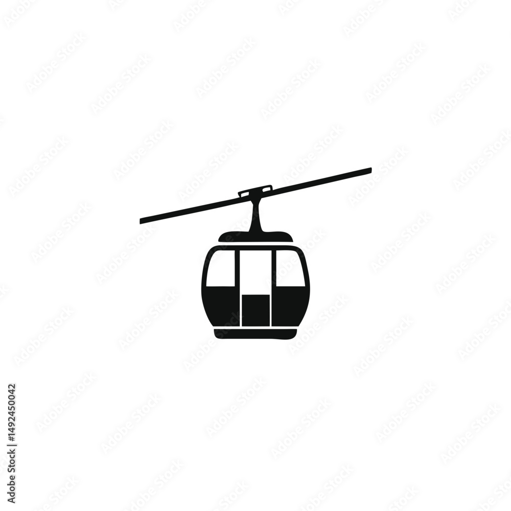 Fototapeta premium Cable Car Silhouette Icon – Simple Vector Illustration