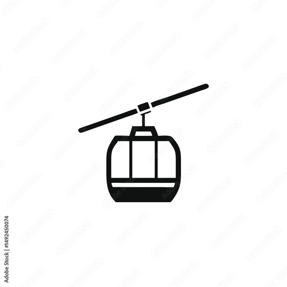Fototapeta premium Cable Car Silhouette Icon – Simple Vector Illustration