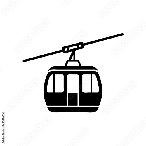 Simple Black Gondola Silhouette Image. for  Adventure Ride, and Cableway Designs or Tourist Travel Design
