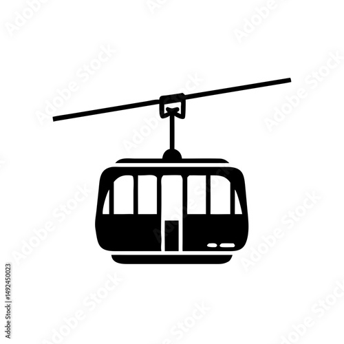 Simple Black Gondola Silhouette Image. for  Adventure Ride, and Cableway Designs or Tourist Travel Design
