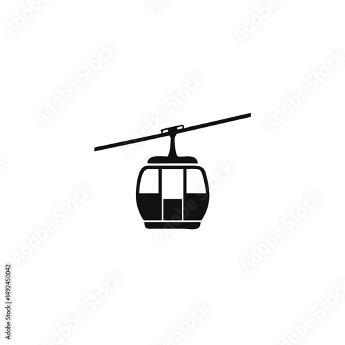 Cable Car Silhouette Icon – Simple Vector Illustration