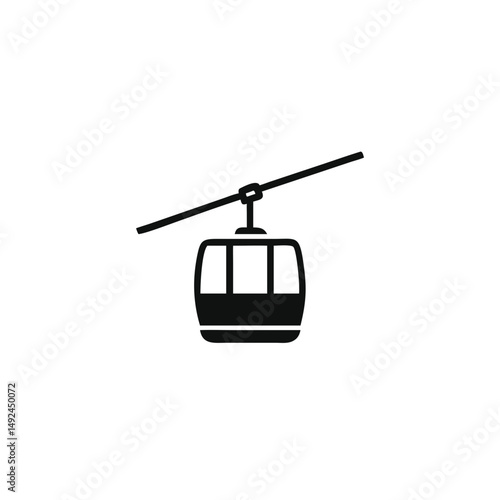 Cable Car Silhouette Icon – Simple Vector Illustration