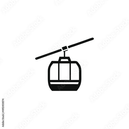 Cable Car Silhouette Icon – Simple Vector Illustration