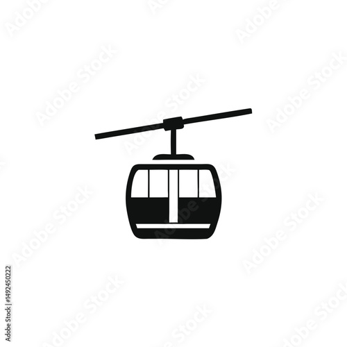 Cable Car Silhouette Icon – Simple Vector Illustration