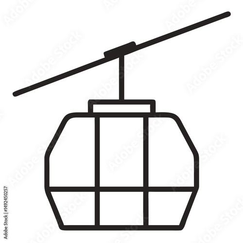 Outline Gondola Cable Car silhouette.  Minimal Vector Perfect for Tourism, Adventure Ride, and Cableway Designs
