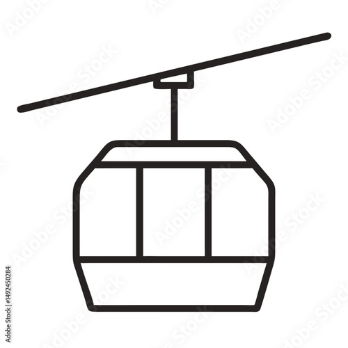 Outline Gondola Cable Car silhouette.  Minimal Vector Perfect for Tourism, Adventure Ride, and Cableway Designs
