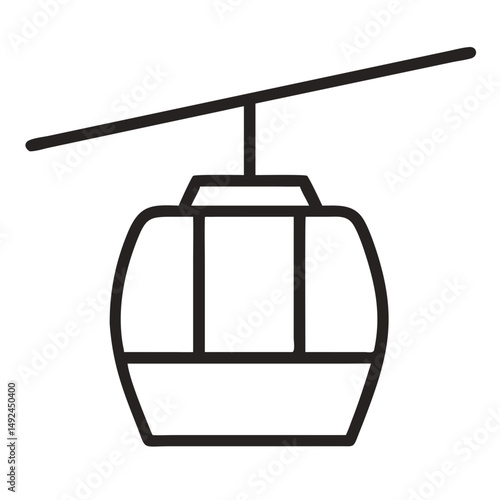 Outline Gondola Cable Car silhouette.  Minimal Vector Perfect for Tourism, Adventure Ride, and Cableway Designs
