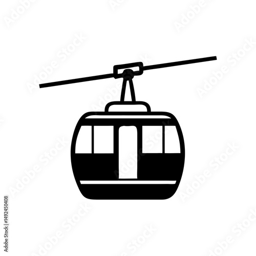 Simple Black Gondola Silhouette Image. for  Adventure Ride, and Cableway Designs or Tourist Travel Design

