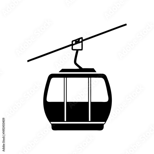 Simple Black Gondola Silhouette Image. for  Adventure Ride, and Cableway Designs or Tourist Travel Design

