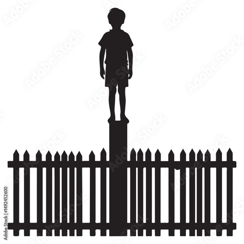 Silhouette of a boy standing vector illustration for exploration scenes