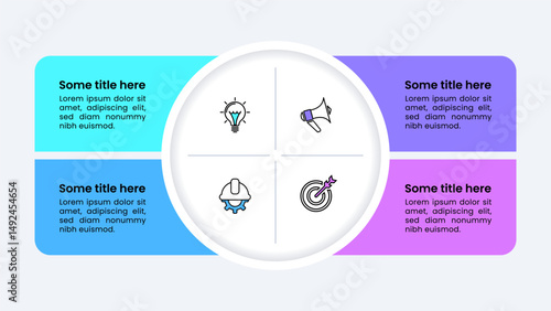 Infographic template. Circle with 4 parts and icons