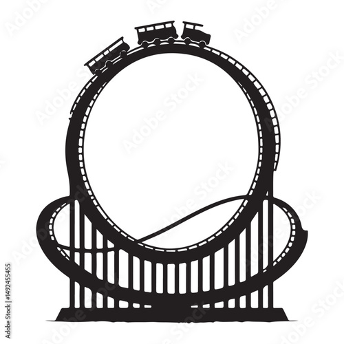Roller Coaster Silhouette Loop Vector Illustration Image