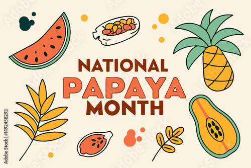 NATIONAL PAPAYA MONTH vector illustration