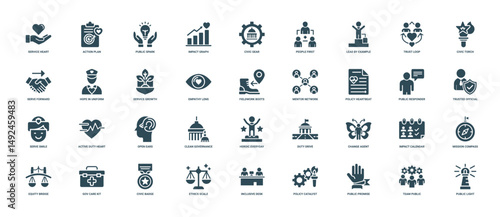 collection icons public service values civic duty motivation for public service