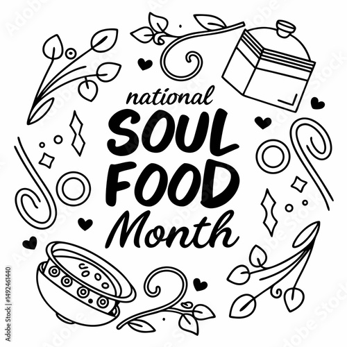 NATIONAL SOUL FOOD MONTH vector illustration