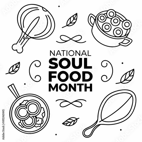 NATIONAL SOUL FOOD MONTH vector illustration