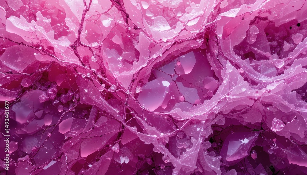 Naklejka premium Abstract Fuchsia and Mauve Texture Crystal-like Surface with Sharp Contrasts and Depth