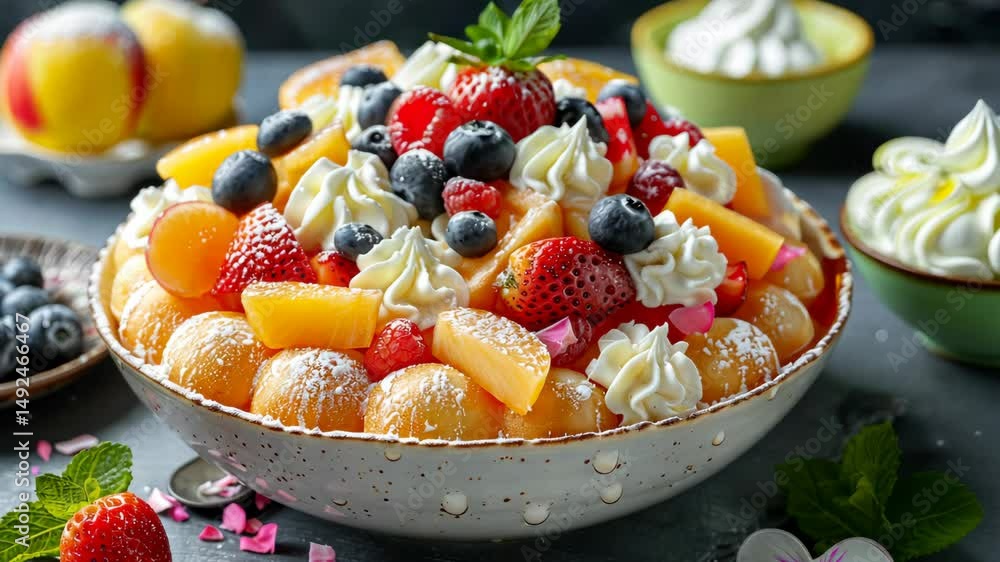 asian bubble waffles with berries and cream asian bubble waffles with berries and cream