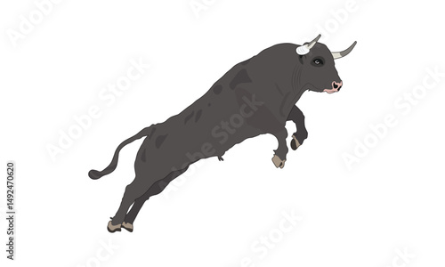 Black Bull Charging, Raging Bull, Racing Bull, Bull Race, Jumping Bull, Black Bull Vector. 