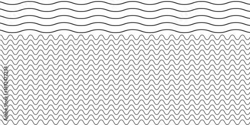 Set of wavy horizontal lines on a white background. Vector design element.