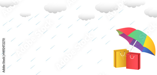 illustration of sale and promotion flyer banner background template for Monsoon Sale discount offer