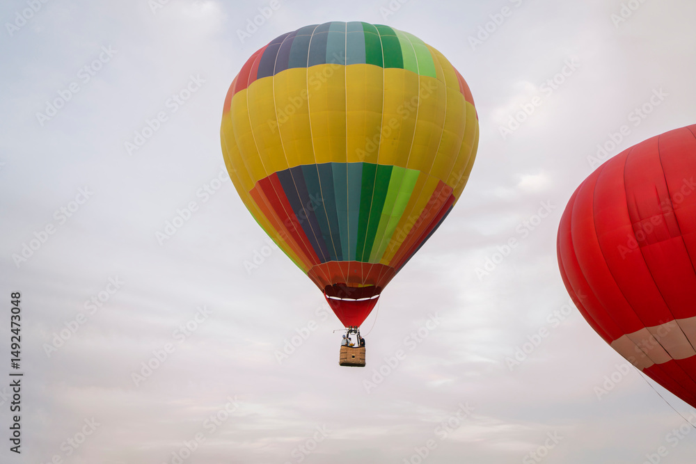Obraz premium Close up View of a Colorful Aerostat Soaring in the Sky