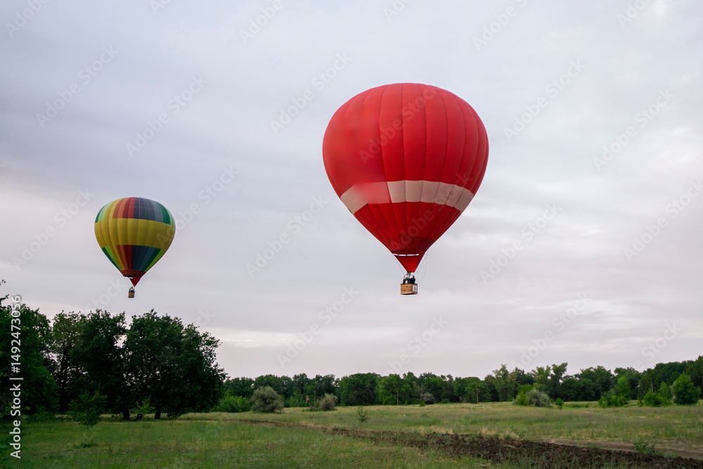 Fototapeta premium Close up View of a Colorful Aerostat Soaring in the Sky