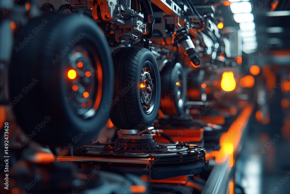 Fototapeta premium Automated Tire Manufacturing Process