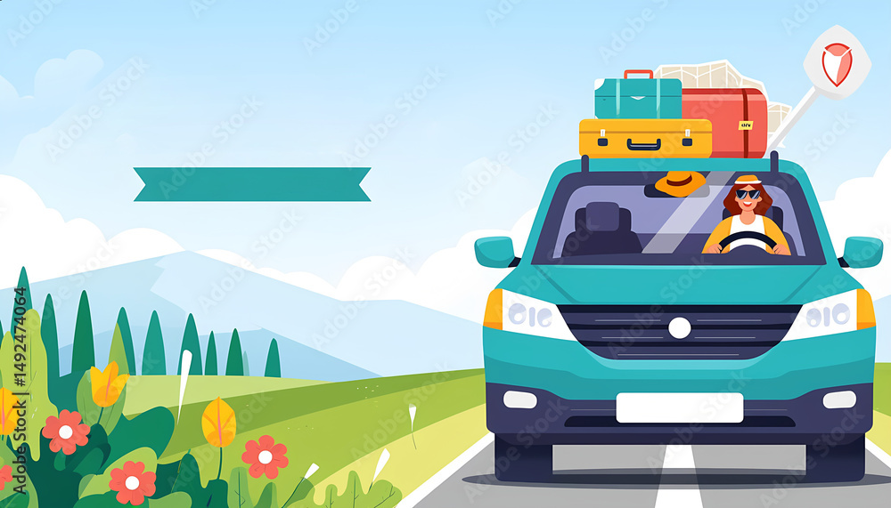 Naklejka premium Travel by car around the world