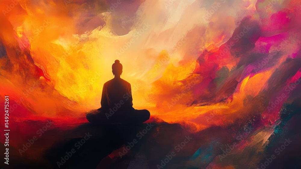 Buddha in vibrant sunset Buddha in vibrant sunset