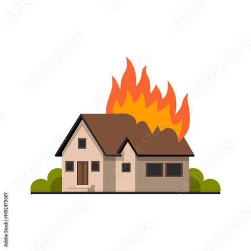 vector of house on fire