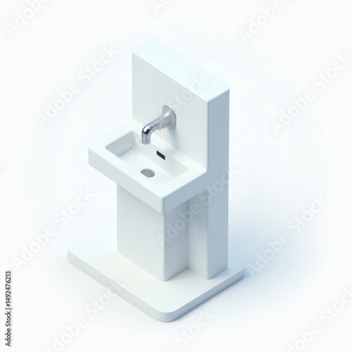 3D Clay Modern Standalone Sink with Faucet for Bathroom or Restroom