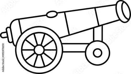 Cannon Icon Line Art Military Weapon Graphic