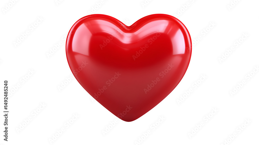 3D heart icon with glossy red surface, floating, front angle, white background 3D heart icon with glossy red surface, floating, front angle, white background
