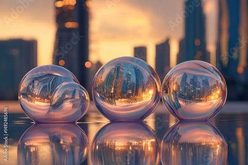 Wallpaper Mural Cityscape reflections in orbs Torontodigital.ca