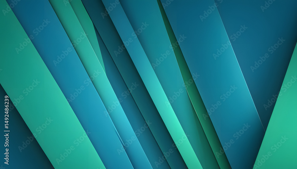 Obraz premium Abstract blue and green hues create a futuristic digital backdrop with light lines and a wave pattern, perfect for business design