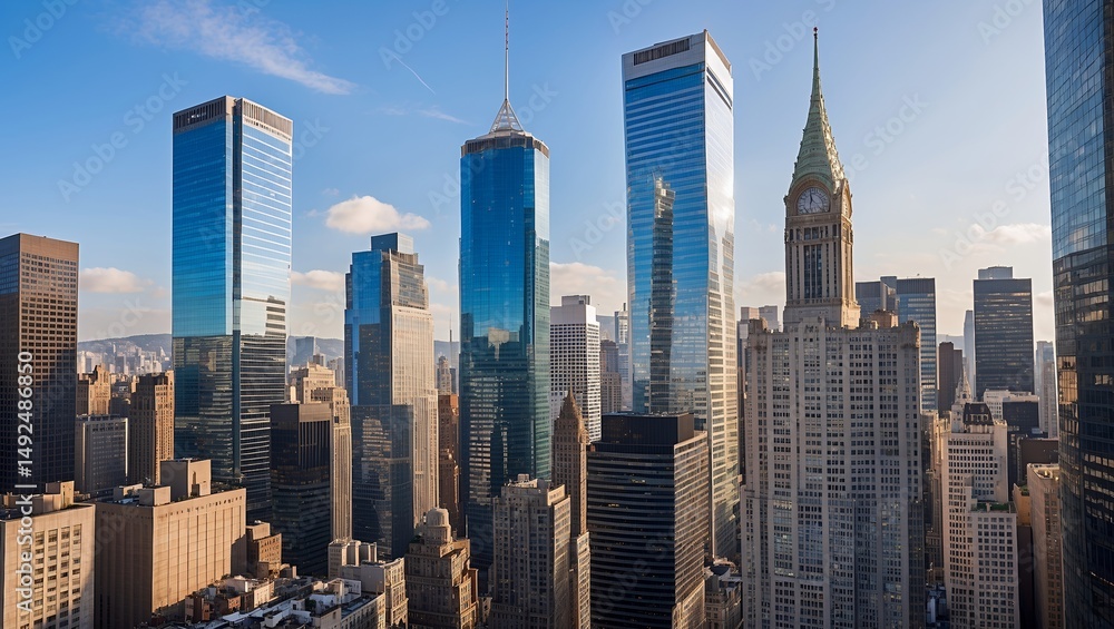 Obraz premium Majestic skyscrapers towering over financial district