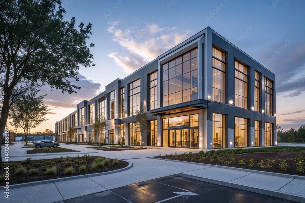 Obraz premium Magnificent Industrial Center with Modern Office Enclave and Impressive Exterior Design