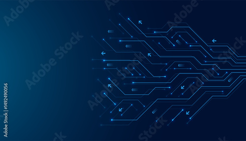 Creative idea AI banner concept for internet technology. Motherboard technology abstract texture design. Software coding. Digital concept for poster, cover, banner, header, web, presentation template
