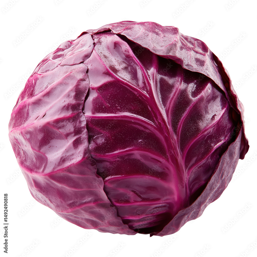 Obraz premium Vibrant Red Cabbage: A Healthy and Delicious Vegetable , isolated on white background png