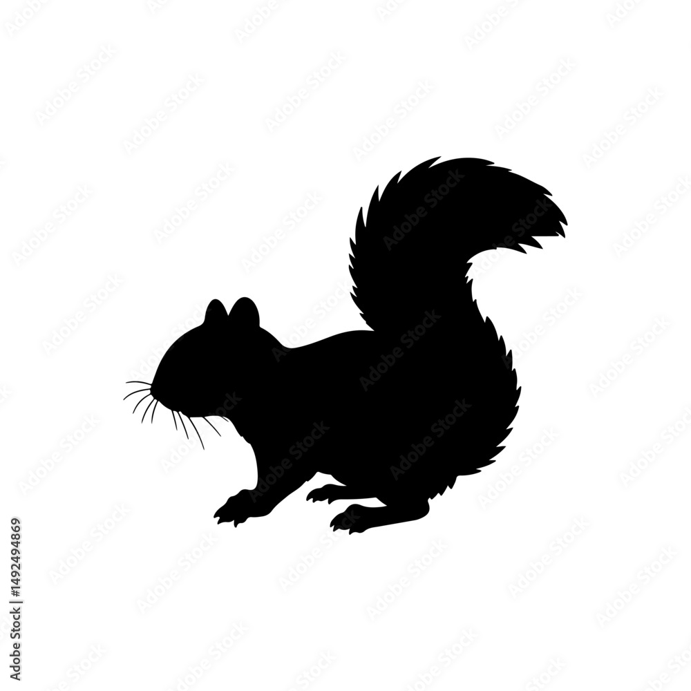 Squirrel silhouette icon vector flat design on white background. Squirrel silhouette icon vector flat design on white background.