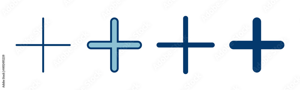 Obraz premium Plus Icon vector isolated on white background. Add plus icon. Addition sign. Medical Plus icon