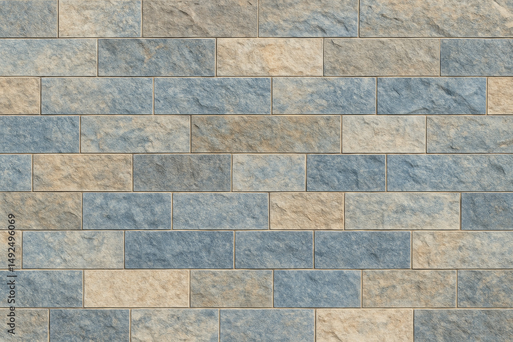 Obraz premium Brick Wall Texture: A close-up, photorealistic view of a brick wall showcases the intricate details and varied textures of weathered, multi-toned bricks, creating a strong sense of depth.