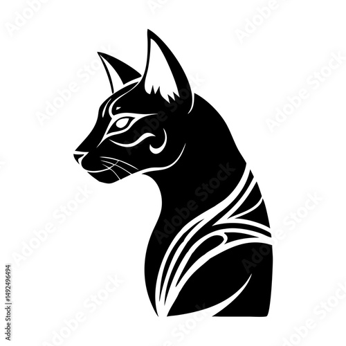 Elegant Egyptian Cat Stencil