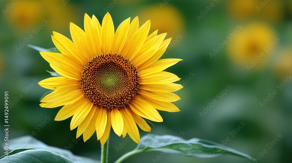 Fototapeta premium Golden Sunflower Facing Sun Early Morning