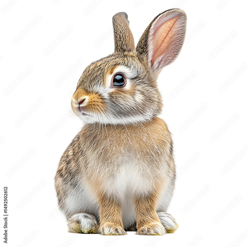 Obraz premium Rabbit isolated on transparent white background, clipping path ,png 