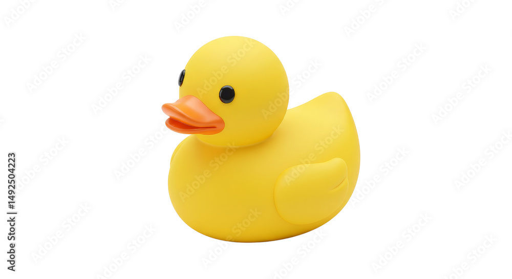 Fototapeta premium Yellow rubber duck toy for bath time and childhood memories photo on transparent background
