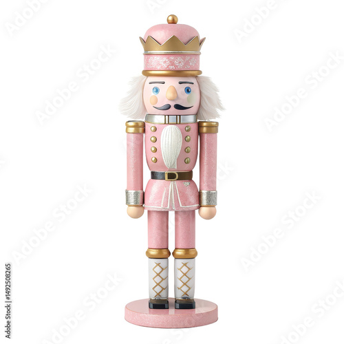 Pink Nutcracker Soldier, Full Body, Isolated on Transparent Background, Christmas Decoration, Holiday Figurine, Christmas, Nutcracker, Soldier