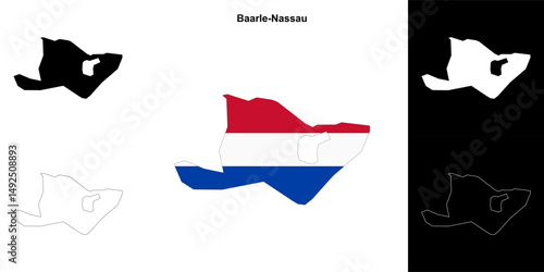 Baarle-Nassau blank outline map set