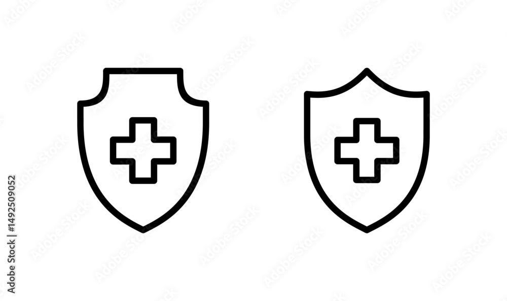 Fototapeta premium Health insurance icon logo design. Insurance health document sign and symbol